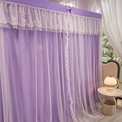 Luxe paars 4 hoeken Post Bed Luifel Gordijn Dubbellaags Prinses Klamboe voor Meisjes en Volwassenen Slaapkamer Decoratie King Size