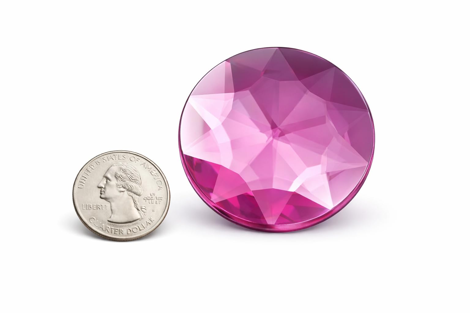 Allstarco Pink H112 50Mm Extra Large Flat Back Round Acrylic Rhinestones Plastic Circle Gems For Costume Making Cosplay Jewels Pro Grade Embelishments - 4 Pieces (Pink H112)