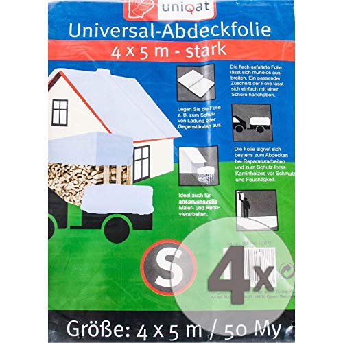 Preisvergleich Produktbild Gardopia Sparpaket: UNIQAT Abdeckfolie 4x5 Meter Extra Stark 50my 4 Stück