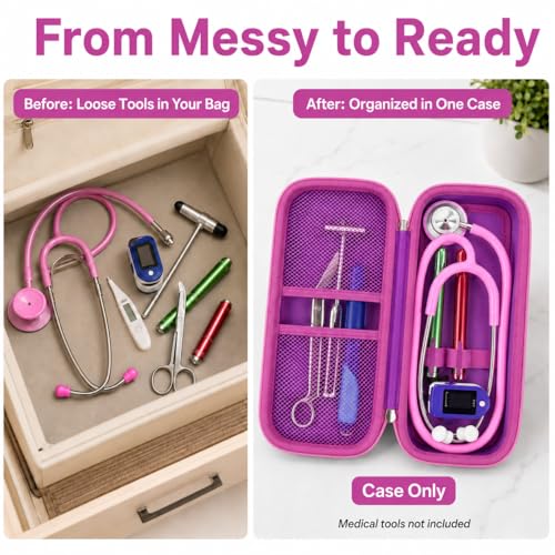 Image of ALKOO Stethoscope Case for 3M Littmann Classic III /Cardiology IV, Violet | for MDF Acoustica Stethoscopes, for Nurses, Doctors, Nursing School Essentials, Students, Clinic, EMS, Travel, Hard Bag Only