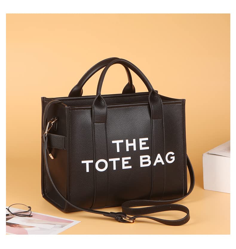 Bolso tote grande de cuero sintético para mujer miniatura 3