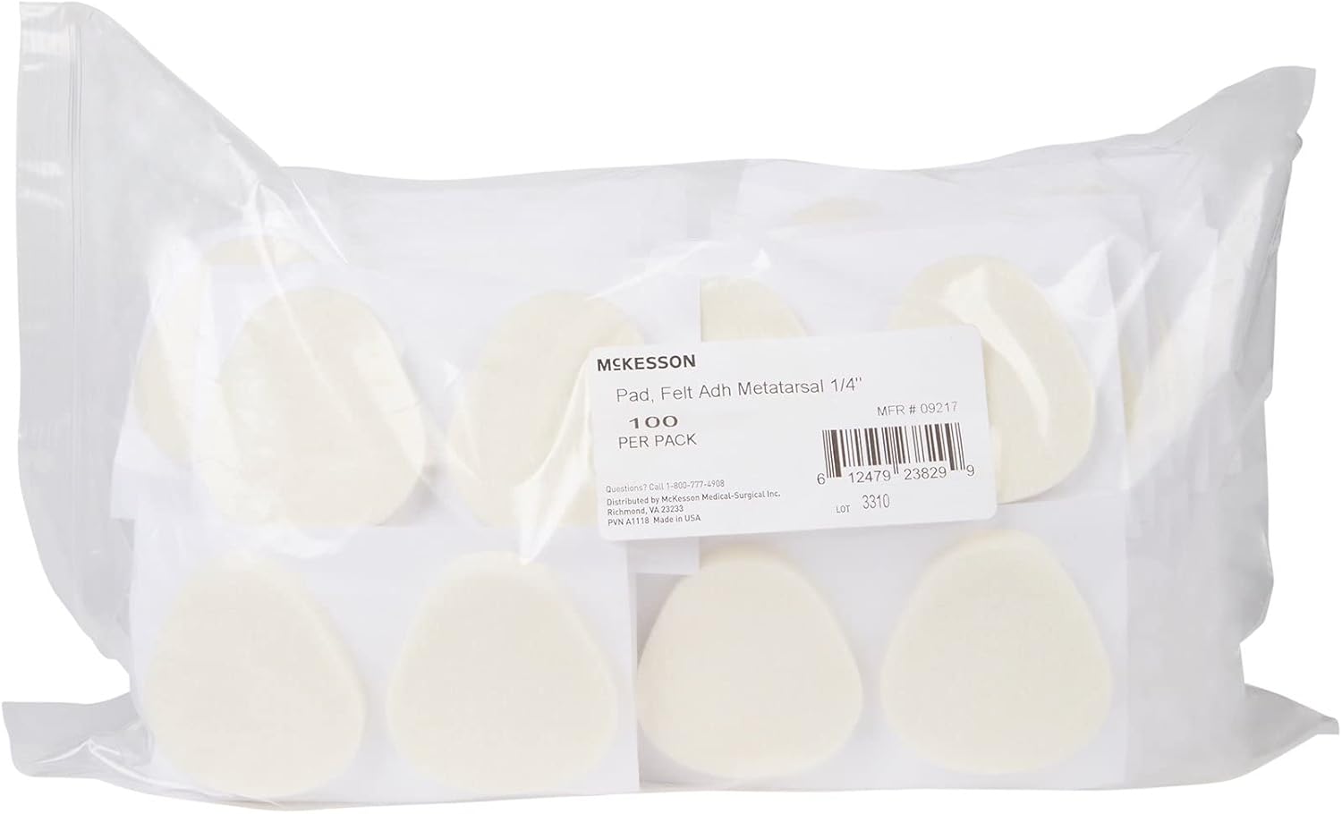 McKesson Pedi-Pads Protective Foot Pads - Felt, Adhesive, White - Size 106-Large, 1/4 in, 100 Count
