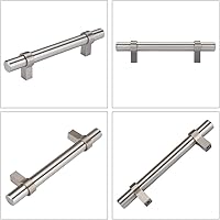 Vista 4 de Homdiy - Manijas de níquel cepillado HDT16SN para alacena de cocina, manijas y pomos para cajón, manijas cuadradas para alacena y cajones