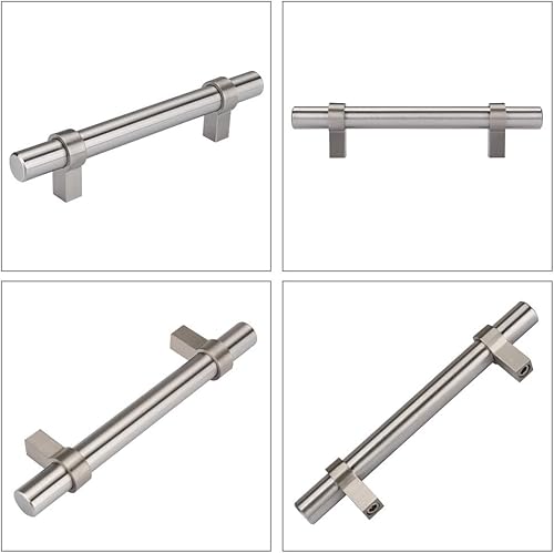 Miniatura 4 de Homdiy - Manijas de níquel cepillado HDT16SN para alacena de cocina, manijas y pomos para cajón, manijas cuadradas para alacena y cajones