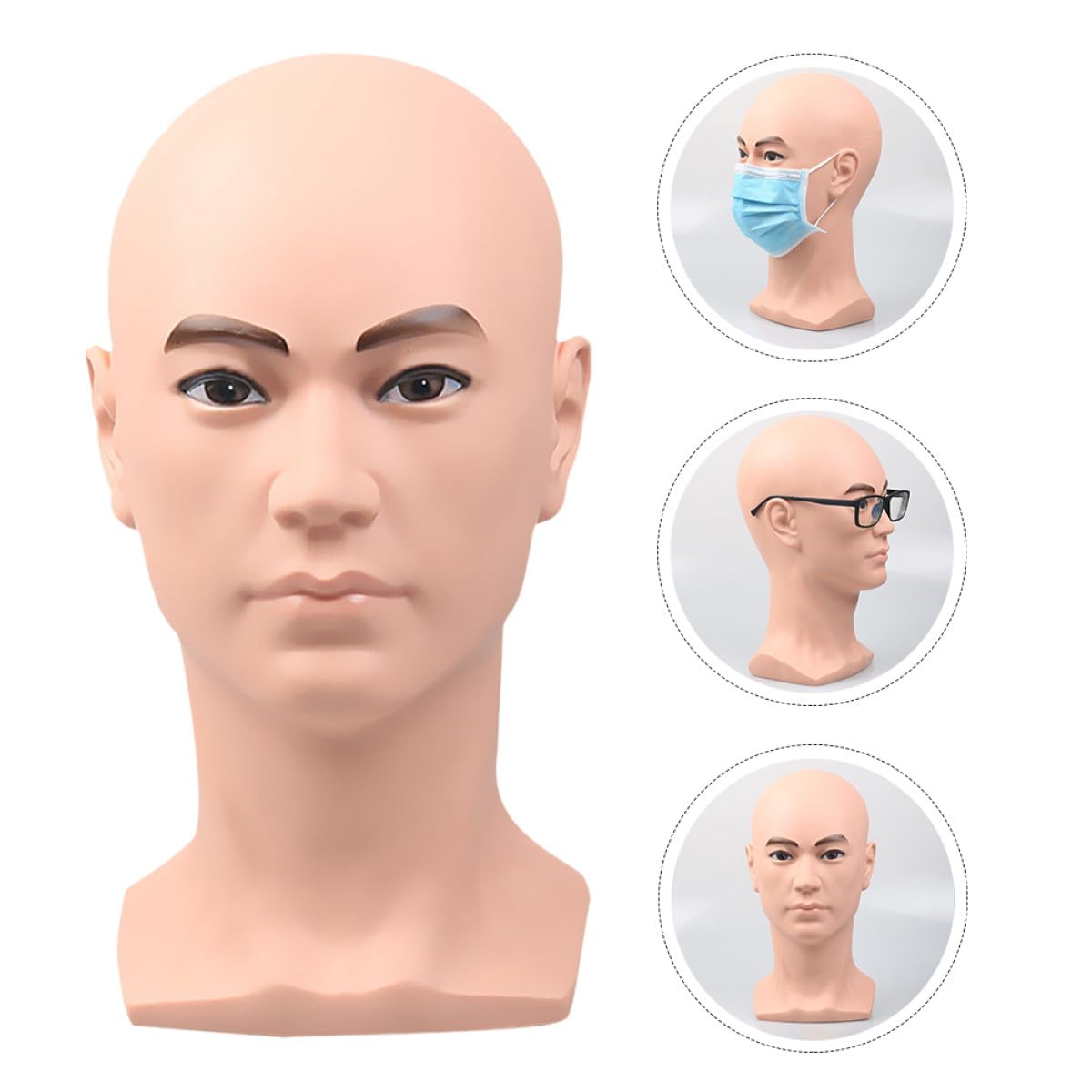 Ciieeo Mannequinkopfständer Glatzenkopf Modell aus Glattem Kunststoff Perücken und Hutdisplay für Salon und Zuhause Vielseitiger Perückenständer für Styling Trockenständer
