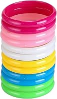 BinaryABC Candy Color Plastic Bangle Bracelets - 12pc Adult Size Party Favors, Jade-Like, Safe for Kids & Teens