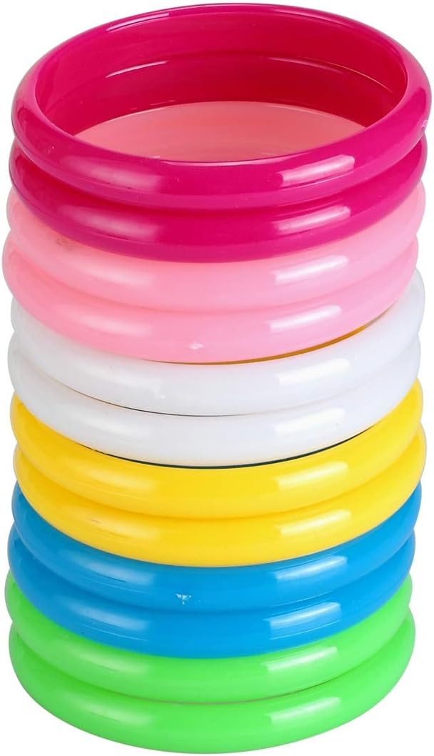 Plastic Bangle Bracelets Candy Color Bracelet Party Favors Pack Birthday Party 12pcs (Each Color 2 Pieces)