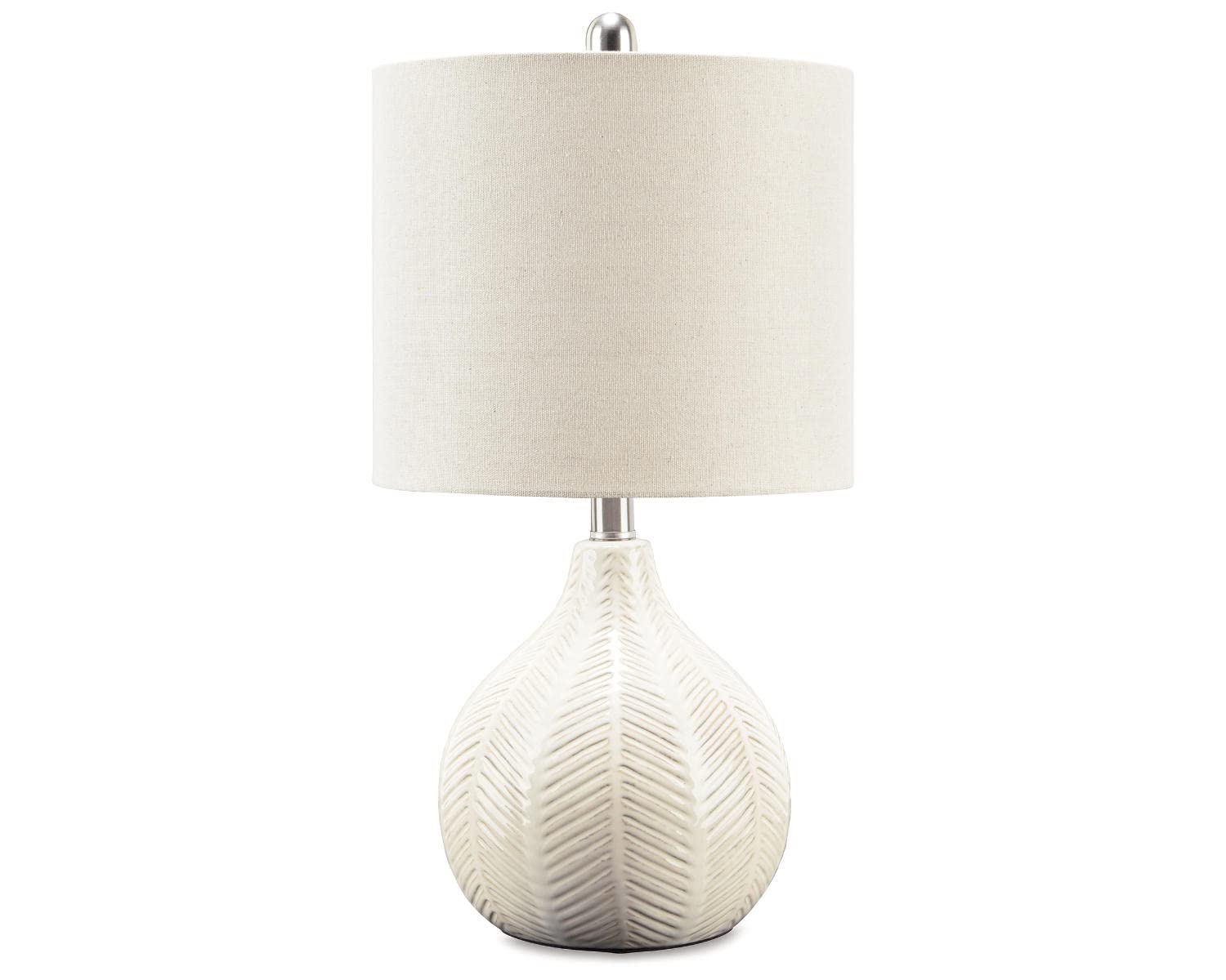 Signature Design by Ashley Rainermen Modern Herringbone Ceramic Table Lamp, 20-inch, Off White