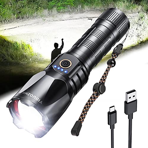 YIDUOZHH Rechargeable Flashlights High Lumens,90000 Lumen Brightest Powerful Led Flashlight, Super Bright Flash Lights…
