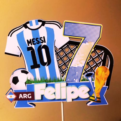 decoración para tarta de futbol, cake topper personalizado, argentina (basico)
