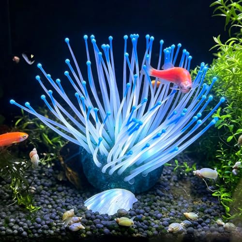 Image of 2PCS Artificial Silicone Anemone Coral Plant Glowing Fish Tank Decor | Artificial Soft Glow Aquarium Decorations,Silicone Simulation Sea Anemone Coral Ornament for Fish Tank Decor