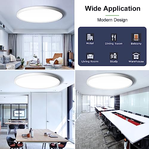 LightingWill 24 Inch LED Flush Mount Ceiling Light Fixture, 6000K Cool White, 5600LM, 45W, Flat Modern Round Lighting Fixture, 400W Equivalent White Ceiling Lamp for Kitchens, Bedrooms.etc.
