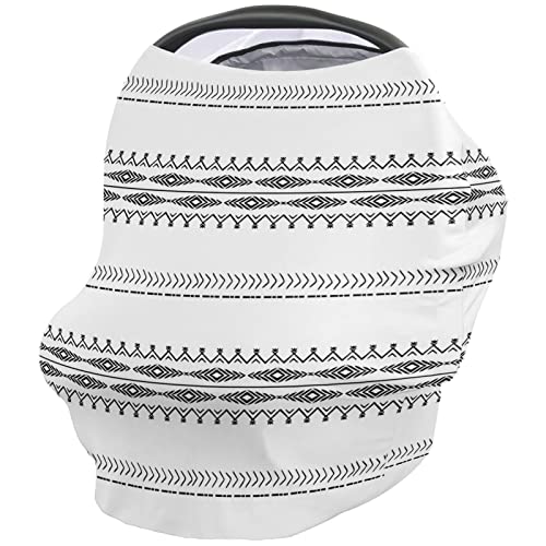 Nursing Cover for Breastfeeding Scarf, Retro Hand-Drawn Texture Baby Car Covers Super Soft Multi Use for Canopy Shopping Cart Cover Blanket Stroller Cover