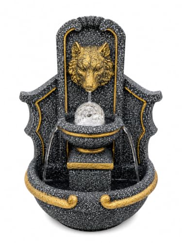 Image of eCraftIndia Tiger Water Fountain for Home Decor, Tabletop Indoor Waterfall Fountain with LED Light Effect, Decorative Spiritual Fountain for Living Room, Bedroom, Office & Meditation