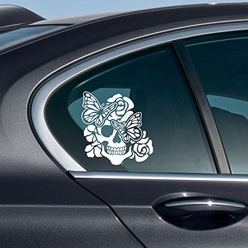 Image of WIRESTER 6 inch Clear Vinyl Decal Sticker Decoration for Car Window (Or Any Flat Surface) - Rose Skull