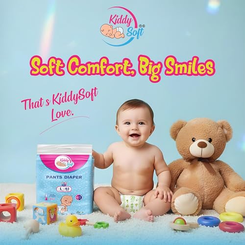 Image of KiddySoft Baby Diaper Pants with 5 Layer All Night Leakage Protection & Quick Absorbency (L - 62, Pack of 3)