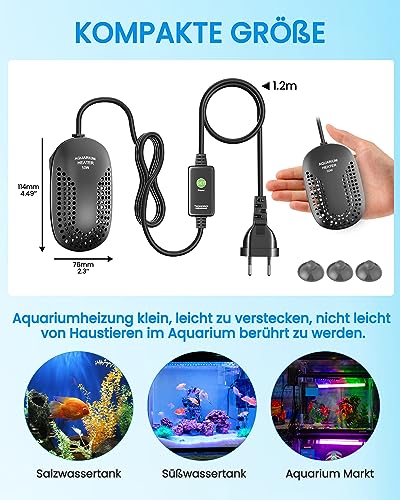 DoRight 50W Aquarium Heizung 50L Ultra Heizung Aquarienheizung mit Thermometer Intelligente Digitale LED Temperaturanzeige, Übertemperaturschutz, Externer Temperaturregler, Thermostat für Betta