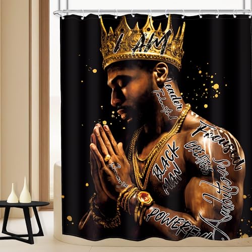 MESHELLY Black Man Shower Curtain 60Wx72H African American