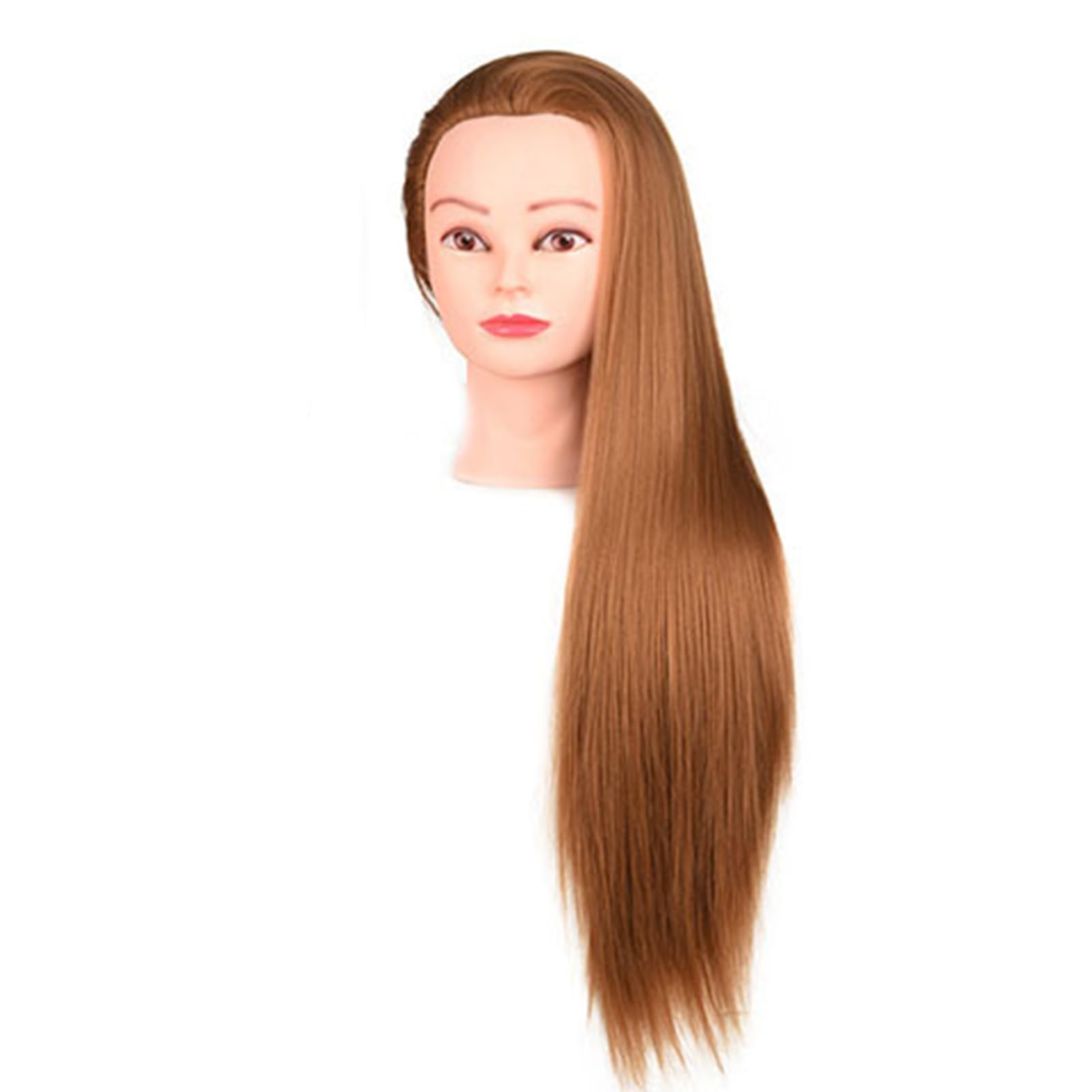 Brrnoo Testa di Manichino di Addestramento per Capelli con Capelli Umani, Ideale per Intrecciare, Updo, Pratica del Trucco per Praticare i Capelli (BROWN)