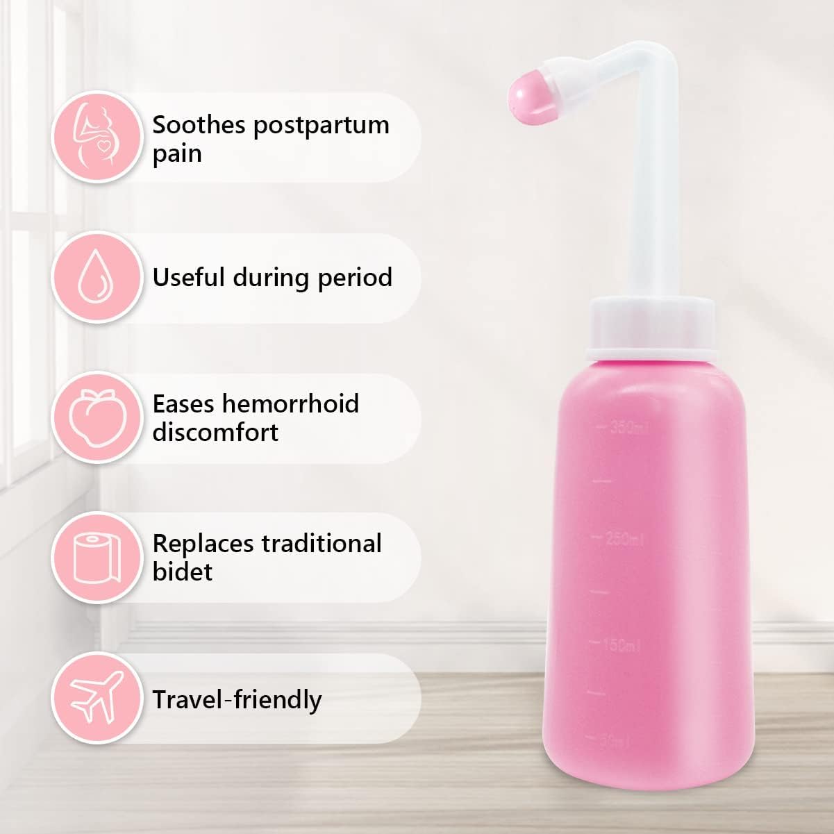 Po Dusche Intimhygiene – 350ml Tragbares Bidet für Wochenbett & Krankenhaus | Peri-Flasche mit Wasserdichter Aufbewahrungstaschen