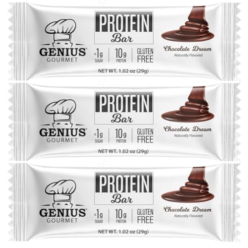 Genius Gourmet Keto Bars PB Chocolate – 1.09 oz Each – Protein Bars for Keto Snacks – Low Carb Snack – Pack of 3