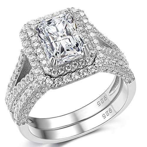 Mutian 1.75Ct Wedding Ring Engagement Ring Set, 14K Gold Plated 925 Sterling Silver Cubic Zirconia Infinite Anniversary Ring, Promise Rings for Her, Size 6-9