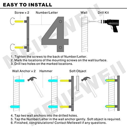 image for Mellewell Floating Address Number Sign House Letter B 6 inches Black, 