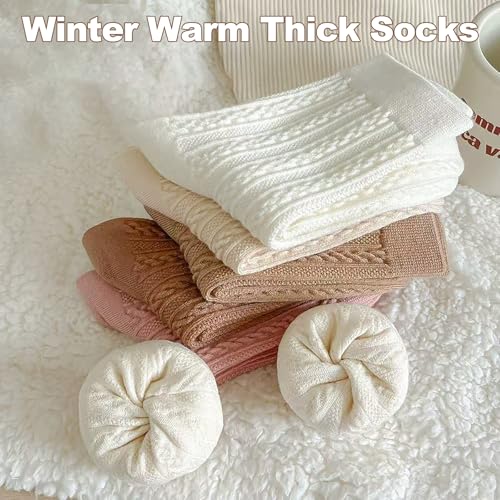 Womens Crew Socks, 4 Pairs Casual Knit Cotton Comfy Breathable Dress Socks for Women3