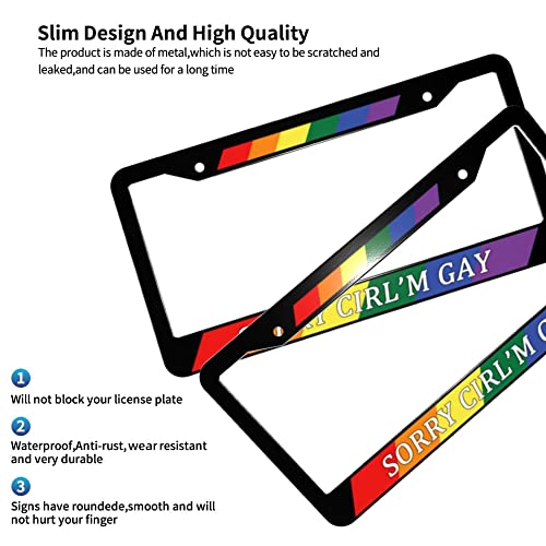 Sorry Girl Im Gay License Plate Frame Funny Rainbow