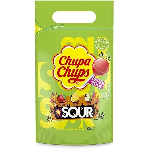Chupa Chup Sour Lollipops Mixed Fruit 300g