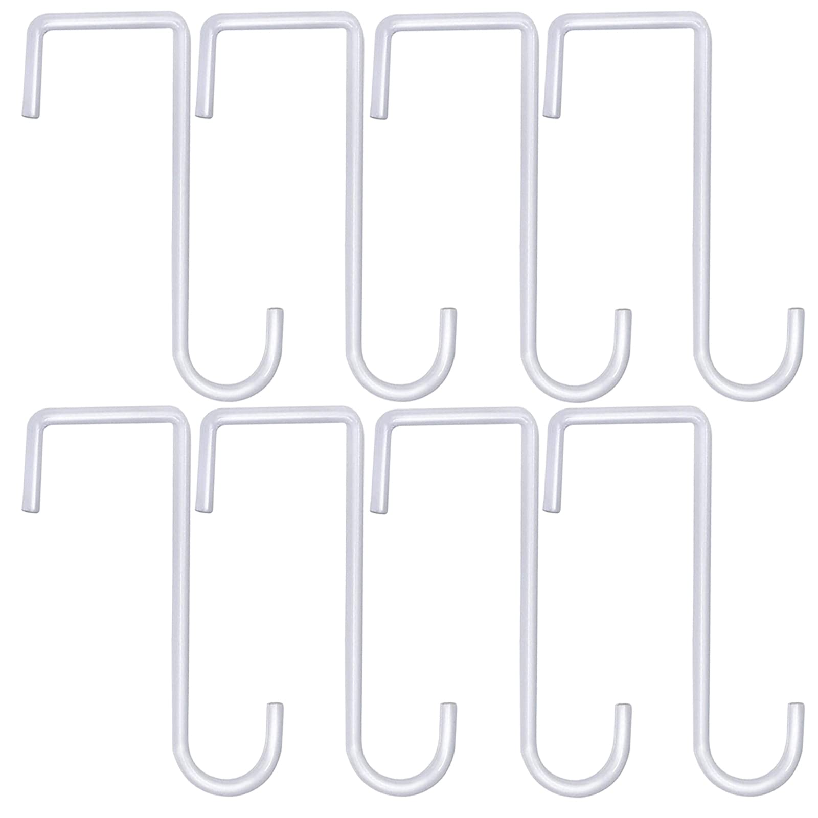 8 Pack White Vinyl Fence Hooks, 3 x 8 inch Pergola Patio Hooks Hangers for Hanging Plants, Planters, Bird Feeders, Lights, Lanterns, Tools