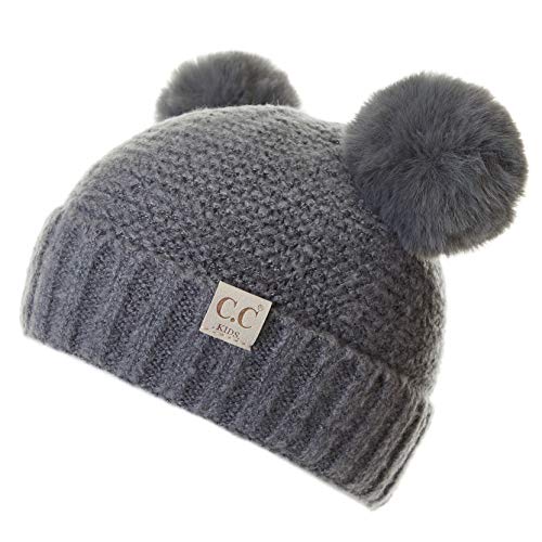 Image of C.C Exclusives Children Kid Double Pompom Knitted Beanie for Kids Ages 2-5 (KID-23)(KID-24)(KIDS-2055)
