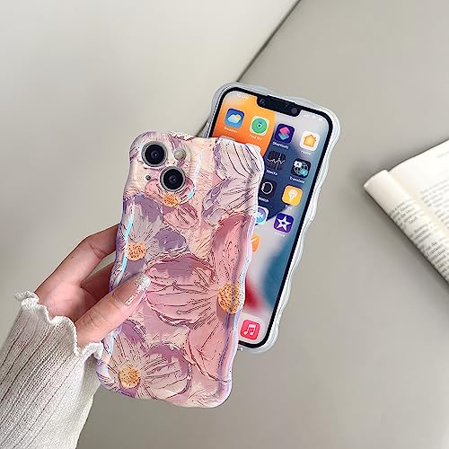 Coque iPhone 14 Pro Max laser blu-ray silicone antichoc fleurs rose