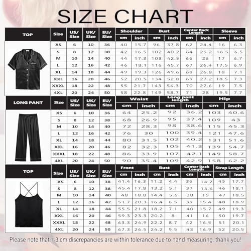 3Pcs Womens Satin Pajamas Set Silk Pj Sets Sexy Camisole Tops And Pants Silky Pajama XS-4XL Pjs Sleepwear4