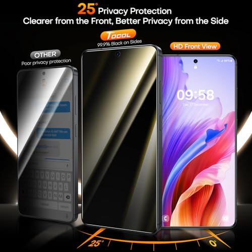 Image of TOCOL Privacy Screen Protector for Samsung Galaxy S26 Plus, 9H Hardness Military Grade Shatterproof HD Tempered Glass Easy Installation Case Friendly 2 Pack