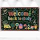 lasuroa Willkommen-Zurück-Hintergrund, 180 x 110 cm Willkommen-Zurück-in-der-Schule-Banner mit Draht-Foto-Requisiten Hängebanner zum ersten Schultag für Schüler Klassenzimmer-Zubehör
