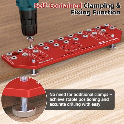Image of 11-Hole Shelf Pin Jig and Hinge Jig 2-in-1,1 /4 Inch and 5mm Shelf Pin Drilling Jig,Self-contained Clamping Function Shelf Jig and Cabinet Hardware Jig Tool Drill Guide
