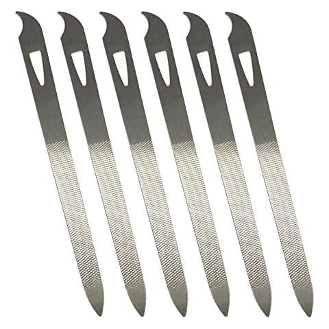Nail Files for Natural Nails (6 Pack), Metal Nail File 5.5’’ Stainless Steel Thin Durable Nail Filer with Curved Sharp Pointed Tip Double Sided Manicure Pedicure Toenails Tools Cover