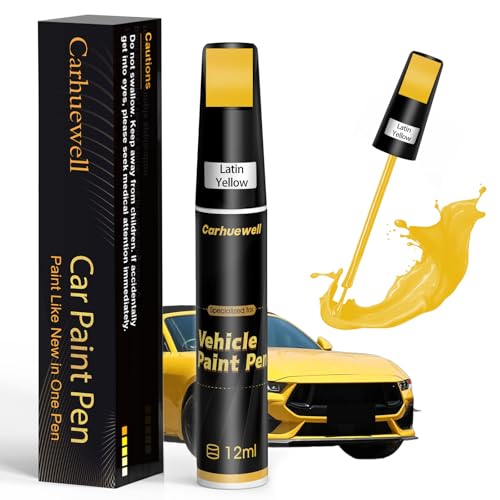 Image of Yellow Touch Up Paint for Cars, Auto Car Paint Touch Up Paint Pen for Deep Scratches, Car Scratch Repair Pen, Quick and Easy Solution to Repair Minor Automotive Scratches (Latin yellow)