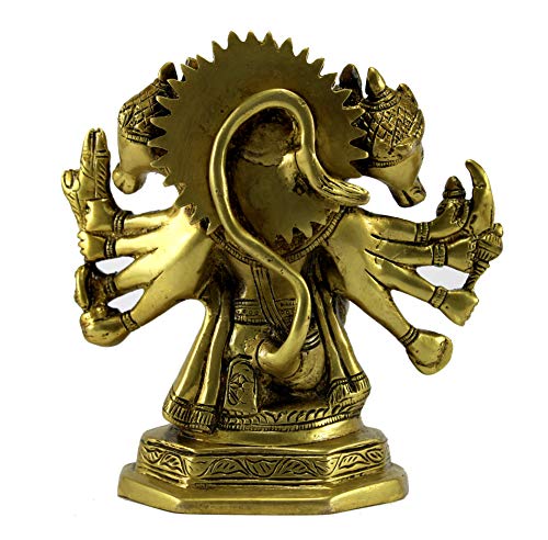 ESPLANADE Brass Panchmukhi Hanuman Anjaneya Pavan Putra Bajrangbali Maruti Idol Murti Moorti Statue - 7 inches - Image 4