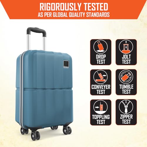 Image of Safari Genius Theo 8 Wheels Set of 2 (Cabin + Medium) Trolley Bags, Hard Case Polycarbonate, 360 Degree Wheeling Carry-on & Check-in Luggage, Suitcase for Travel, Trolley Bags for Travel, Pearl Blue