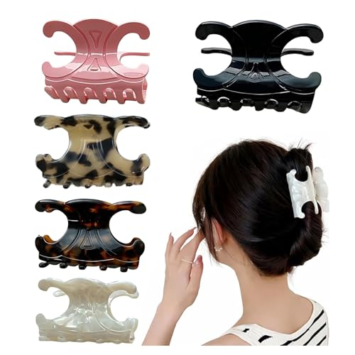 5 PCS Premium Durable Acetate Butterfly Hair Clips Medium Size Hair Claw Clips with Secure Hold Stable Hold Clips for Women Perfect for Updos (2.76 x 1.66 Inch)