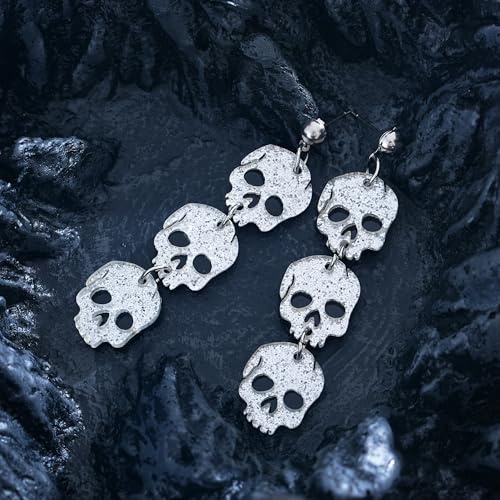Halloween BOO Ghost Skull Earrings for Women, Gothic Dark Bat Dangle Earrings,Retro Acrylic Cute Lightweight Drop Dangle Earring Jewelry Gifts, Holiday Festive Cosplay Party Decorations Accessories3