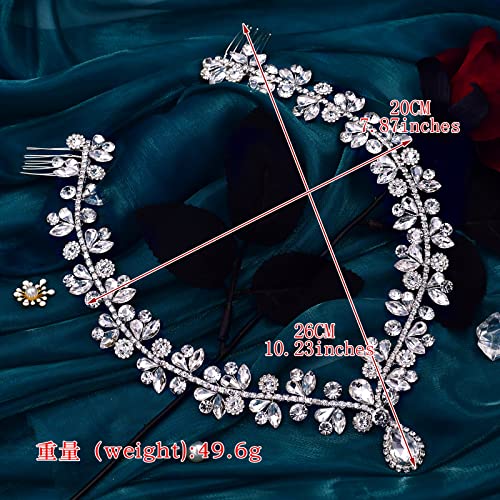 Wedding Bridal Crystal Headband For Woman Rhinestone Hair Comb Wedding Headdress，Wedding Headbands Chain Head Jewelry Hair Pieces Crystal Head Chains #TOP6