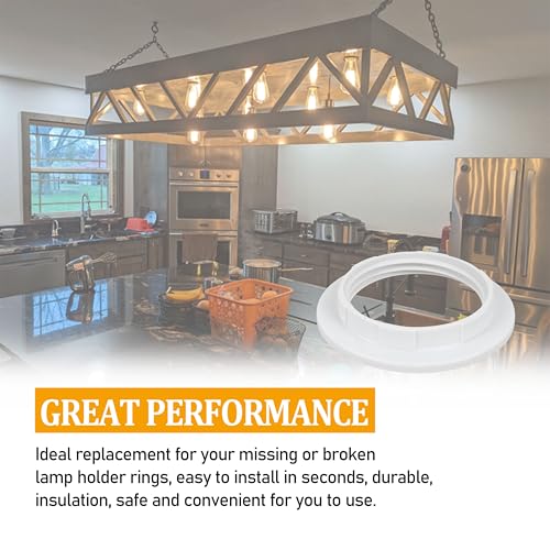 Image of E27 /E26 Universal Lamp Holder Dustproof Fixing Ring Compatible with Glass Lampshade /Lamp Fixture Buckle Ring Lampshade Locking Ring Accessories White 5Pcs