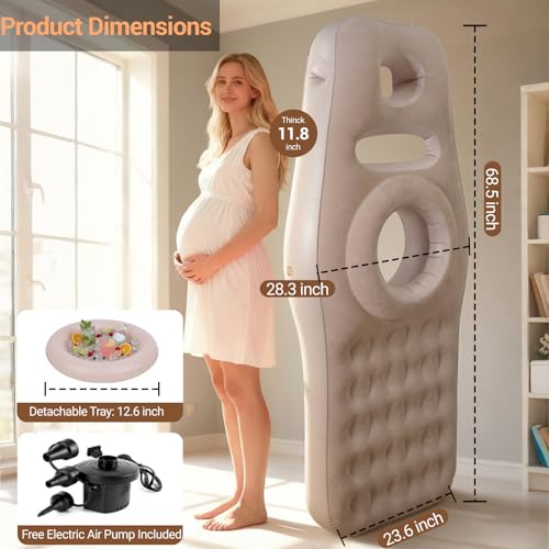 Image of Inflatable Pregnancy Pillow with Belly & Head Hole, Prone Pregnancy Pillow for Stomach Sleepers, Belly Pillow Pregnancy Mattress for Pregnant Women, Maternity airbed Pool Float for Tummy Massage