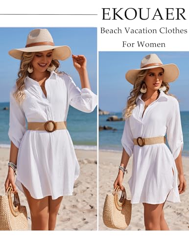 Image of Ekouaer Swimsuit Coverup for Women Bathing Suit Cover Up 2026 Summer Beach Vacation Outfits