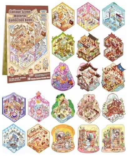 Image of FAMOUS QUALITY 50 Sheet DIY 3D Sticker - Scene Collection Book for Kids, Adults, Cute Make Your Own Shop House Stickers for Gifts, Stickers Therapy, Adult Relief, Stress, Pass The Time, Play Park