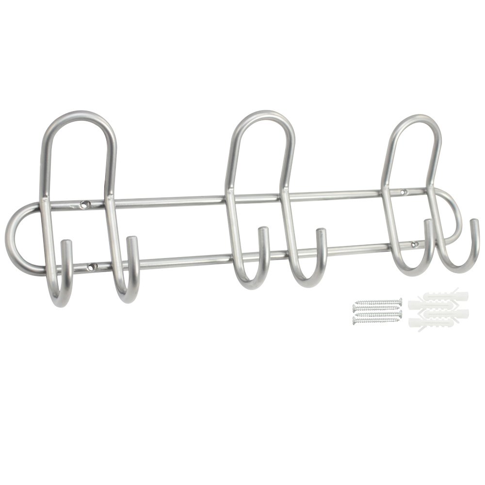 com-four® Wall Coat Rack - Coat Rack with 6 Hooks - Double wall Hooks Made of Solid Metal for Hallway, Entrance, Living Area - 40 x 14 x 8 cm (01 piece - wall Coat Rack)