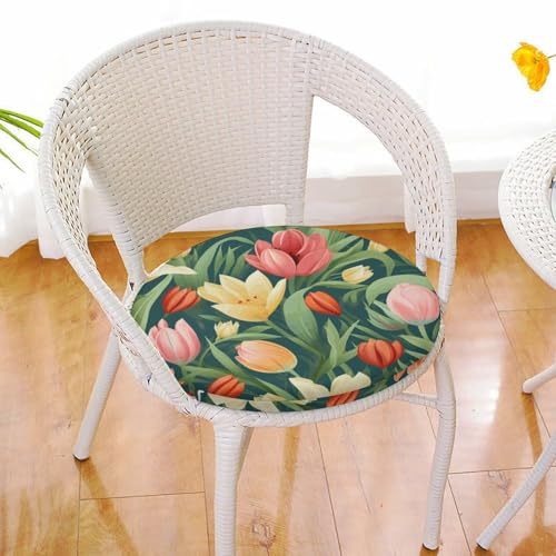 Hixingo Coussins de Jardin antidérapant Rond, Galette de Chaise Amovible, Coussin de Sol pour Intérieur et Extérieur, Coussin Chaise de Jardin Motif Floral...